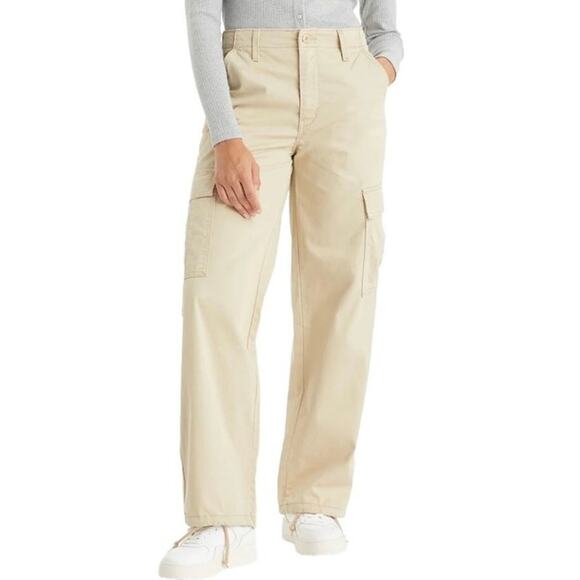 Levi’s Pants - Levis 94 Baggy Utility Cargo Pants Womens (28x29)  Drawstring Leg Khaki Skater